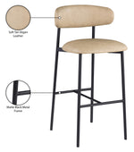 Lupita - Vegan Leather Upholstered Bar Stool With Matte Black Frame (Set of 2)