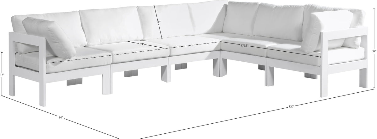Nizuc - Outdoor Patio 6 Piece Modular Sectional With White Frame