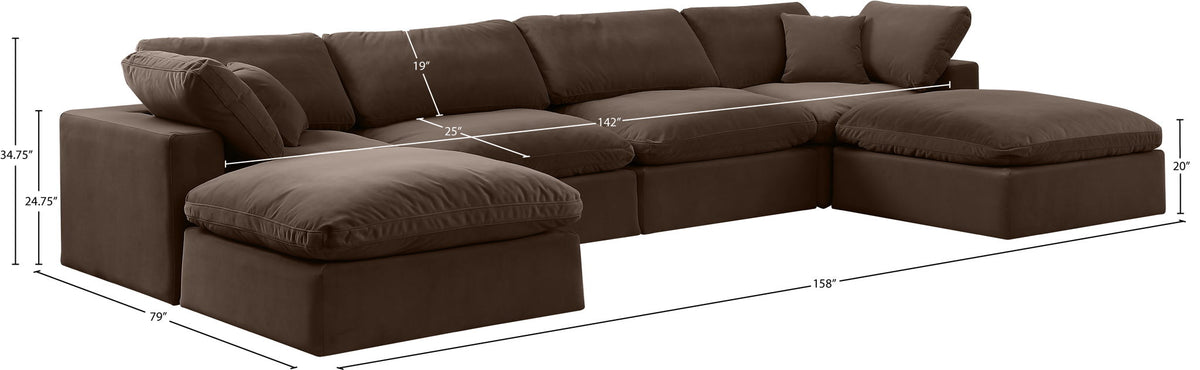 Comfy - 6 Piece Velvet Modular Double Chaise Sectional