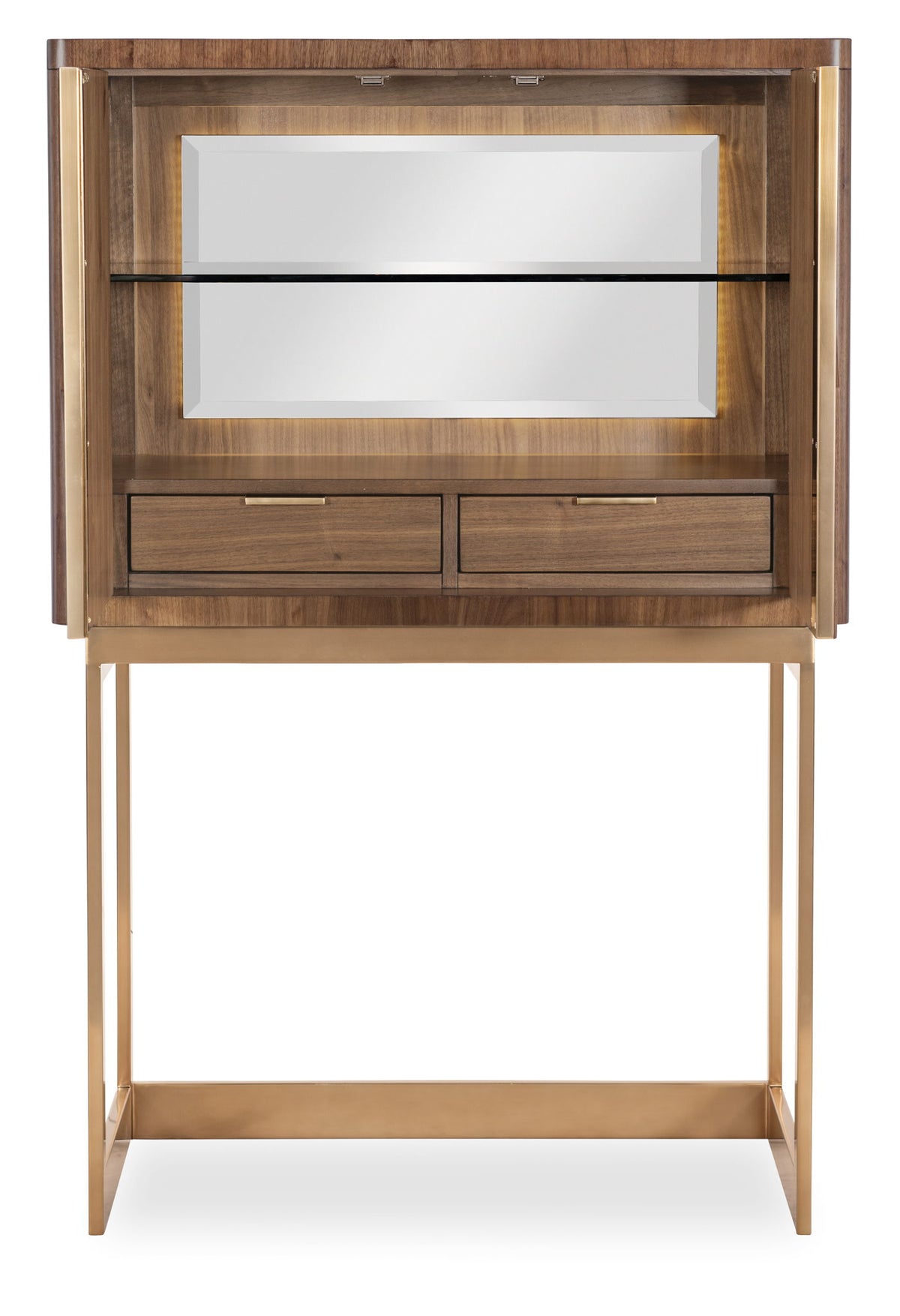 Eleana - Bar On Stand - Medium Wood / Gold