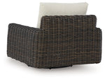 Kimora - Swivel Glider Lounge With Cushion - Beige / Dark Brown