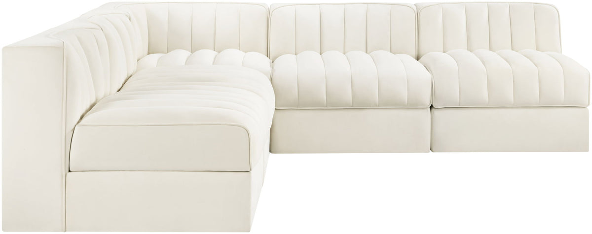 Rummi - Armless Velvet Performance Fabric Upholstered 5 Piece Modular Sectional