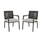 Avila - Outdoor Dining Chair With Woven Rattan Back Aluminum Frame And Cushion (Set of 2) - Dark Bronze / Silver Ash