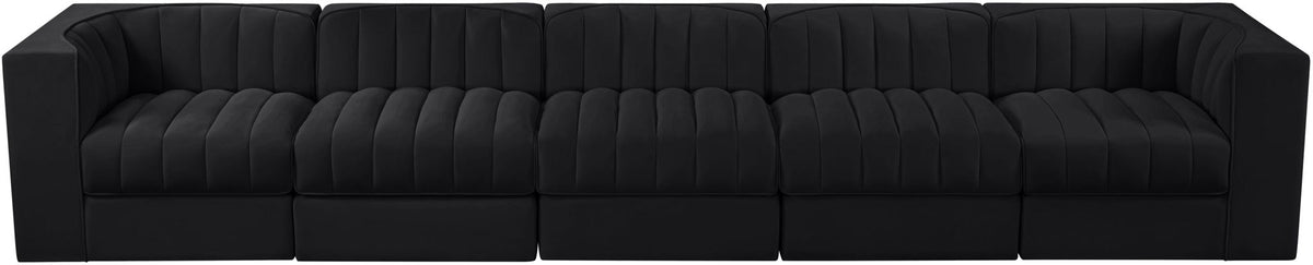 Rummi - Velvet Performance Fabric Upholstered 5 Piece Modular Sofa