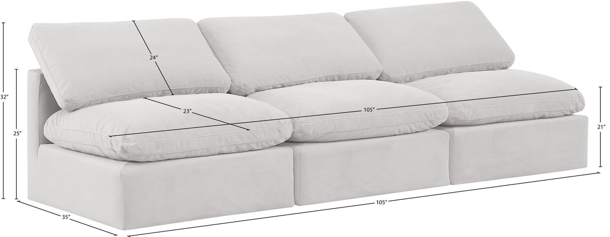 Indulge - Velvet 3 Seat Modular Armless Sofa
