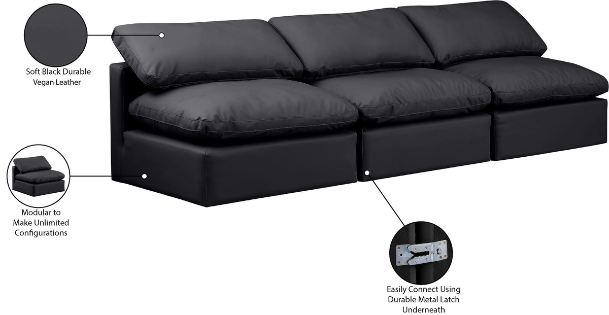 Indulge - Faux Leather 3 Seat Modular Armless Sofa