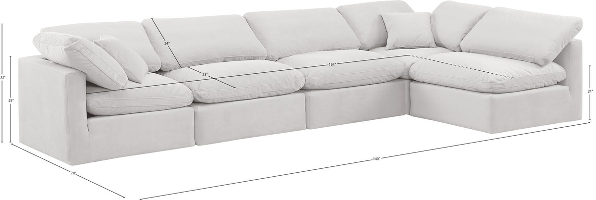 Indulge - Velvet 5 Piece Modular Sectional
