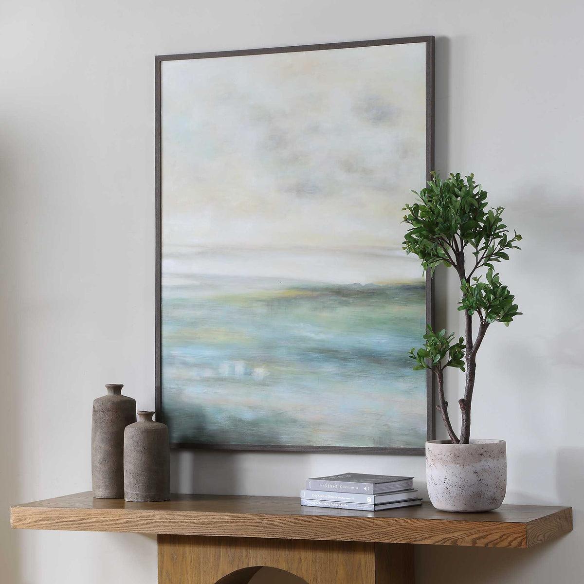 Awakening - Hand Painted Landscape Art - Blue / Brown / Green / White / Yellow