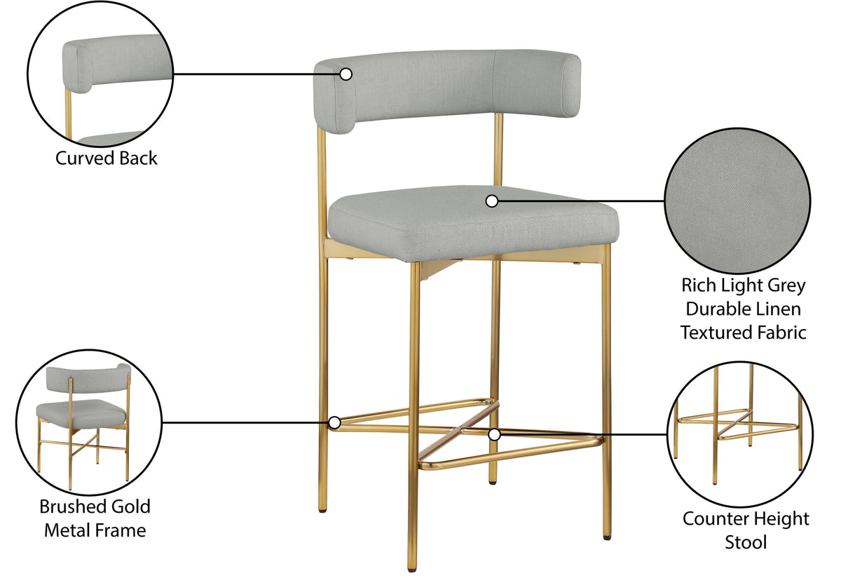 Rivage - Durable Stool With Gold Frame (Set of 2)