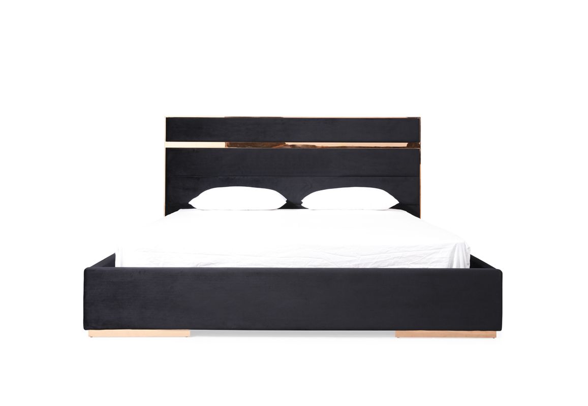 Eastern King Cartier Modern Black & Brushed Bronze Bedroom Set