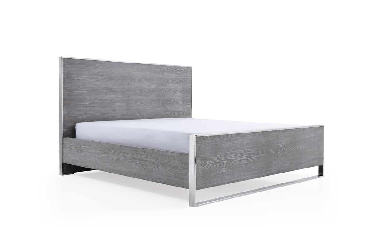 Charlene Modern Grey Elm & Stainless Steel Bed by VIG Furniture - View 5