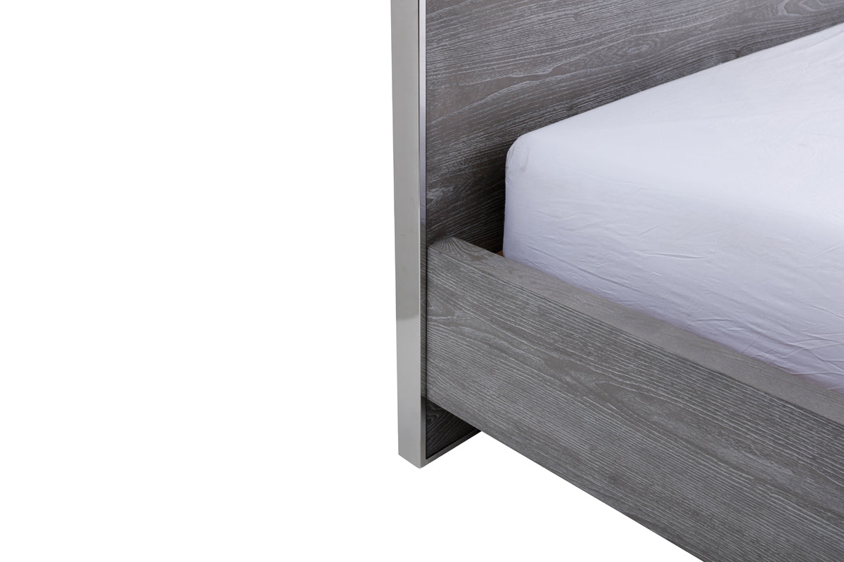 Charlene Modern Grey Elm & Stainless Steel Bed by VIG Furniture - View 4