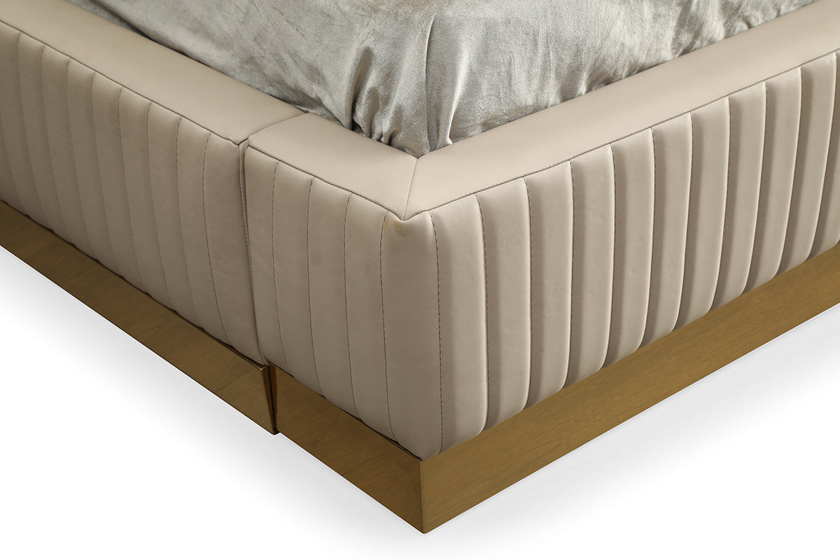 Sterling Modern Beige Bonded Leather & Gold Bed by VIG Furniture - View 3