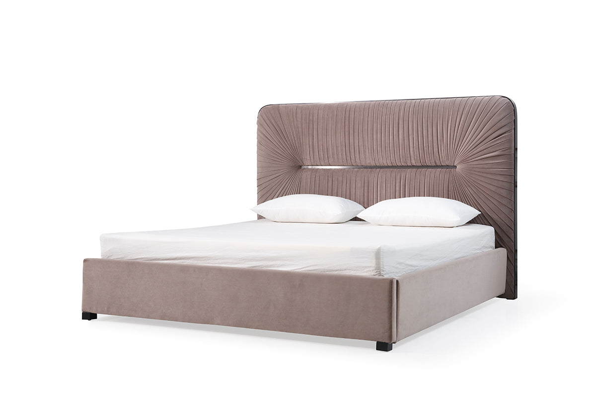 Duke Modern Grey Velvet & Black Gun Chrome Bedroom Set by VIG Furniture - View 2