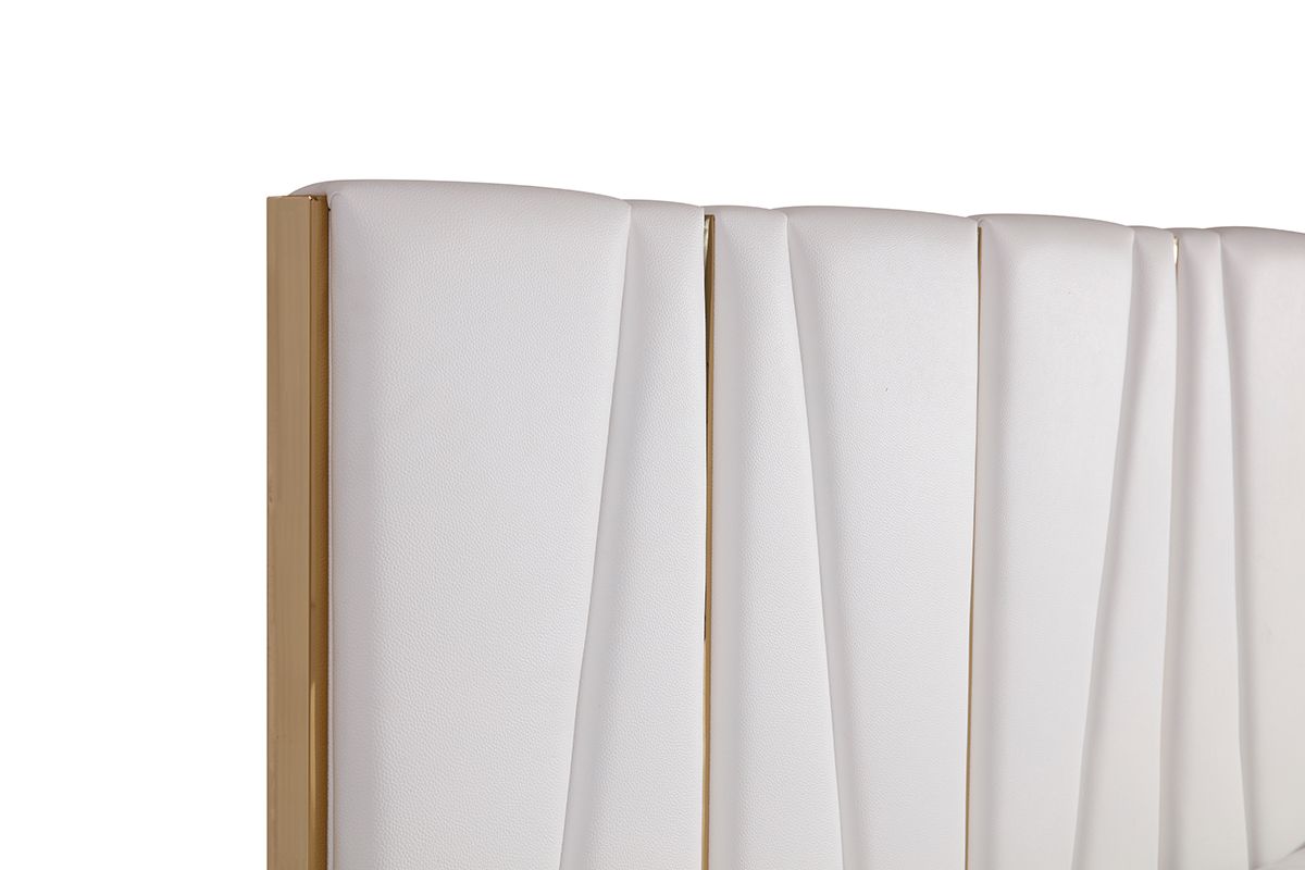 Queen Nixa - Modern White + Gold Bedroom Set