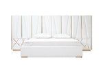 Nixa Modern White Bonded Leather & Gold Bed by VIG Furniture - View 1