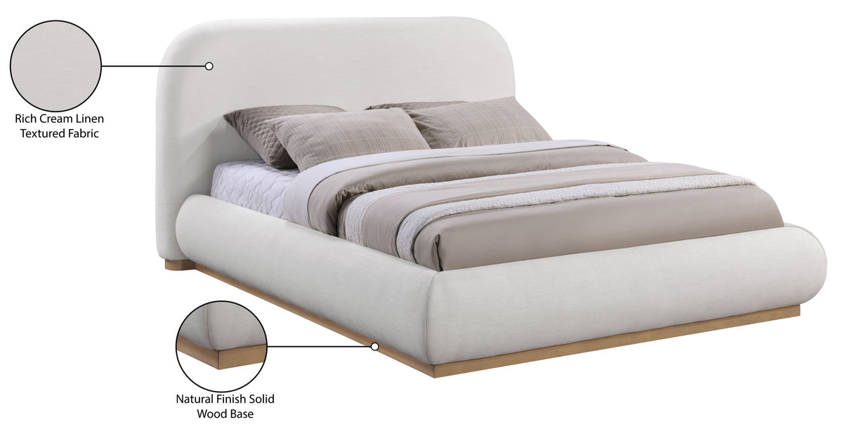 Vaughn - Linen Bed With Natural Base