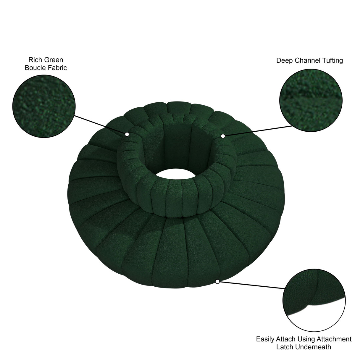 Arc - Boucle Fabric 8 Piece Round Modular Sofa
