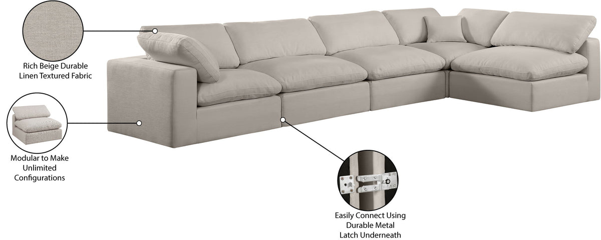 Comfy - 5 Piece Linen Modular Sectional