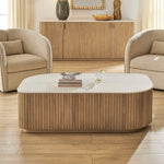 Arik - Marble Top Coffee Table - White / Woodtone