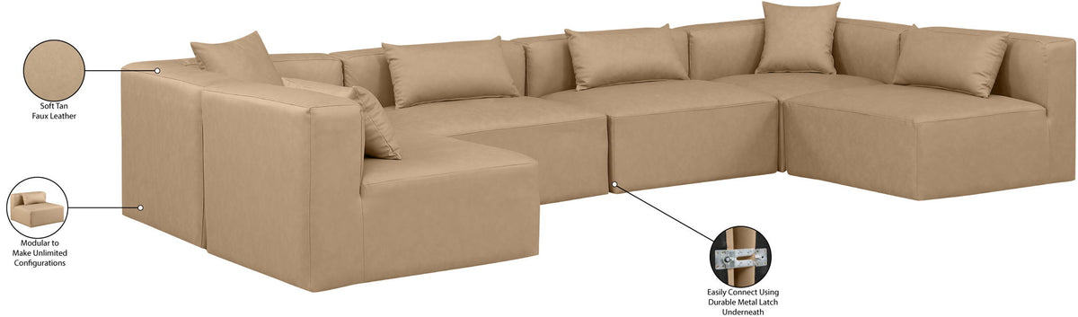 Cube - 6 Piece Modular Armless Sectional - Tan