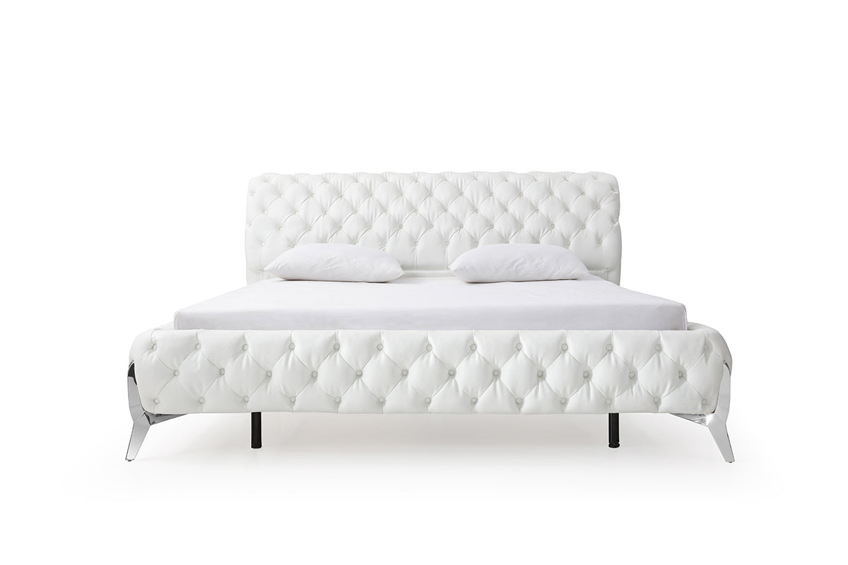 Queen Legend Modern White Bonded Leather Bed by VIG Furniture - View 2