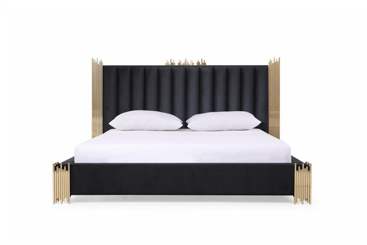 Token Modern Black & Gold Bed by VIG Furniture - View 1