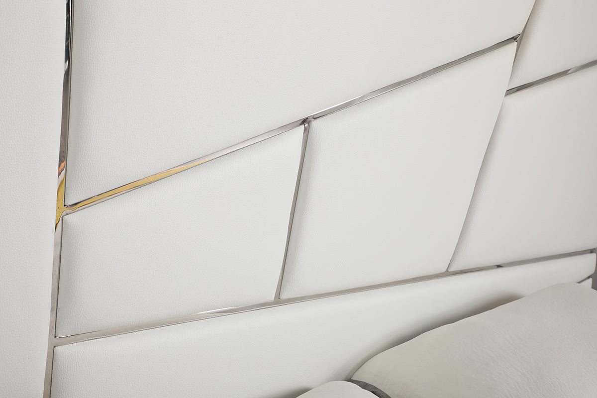 Chrysler Modern White Bonded Leather Bed by VIG Furniture - View 3