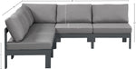 Nizuc - Outdoor Patio 5 Piece Modular Sectional With Gray Frame