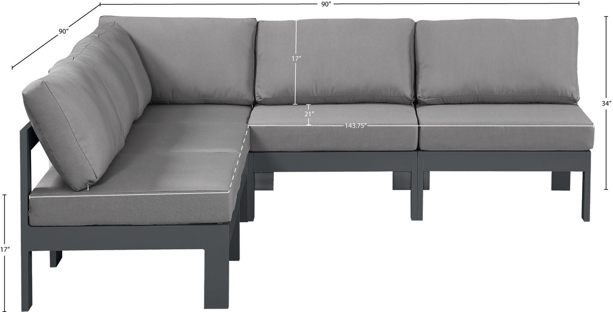 Nizuc - Outdoor Patio 5 Piece Modular Sectional With Gray Frame