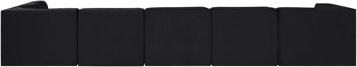Rummi - Velvet Performance Fabric Upholstered 6 Piece Modular Sectional, L-Shaped (Right)