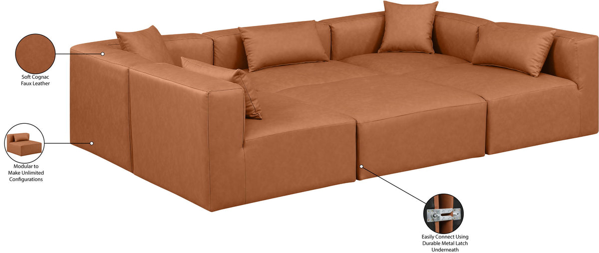 Cube - 6 Piece Modular Sectional - Cognac