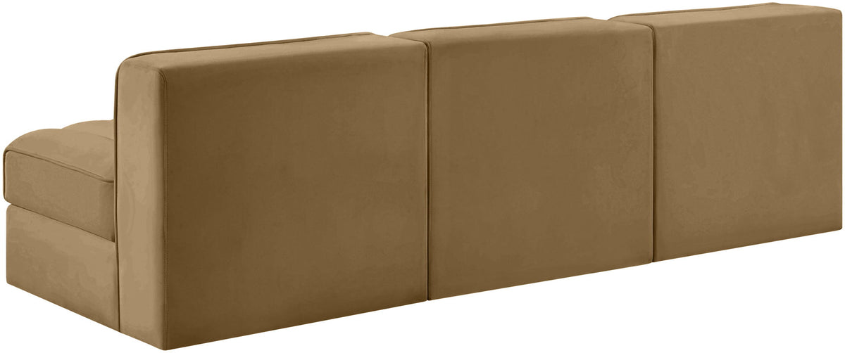 Rummi - Velvet Performance Fabric Upholstered 3 Piece Modular Armless Sofa