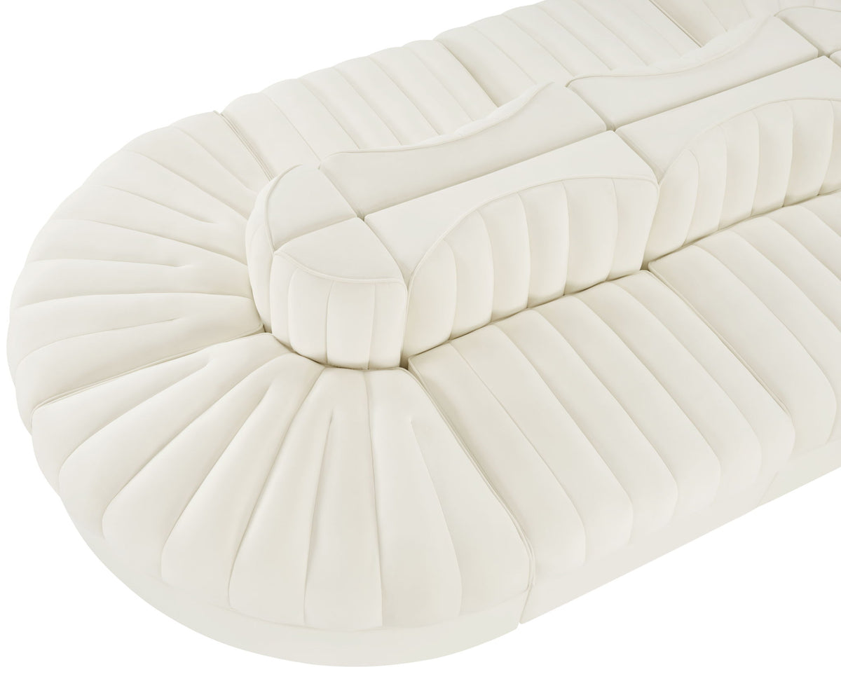 Rummi - Oval Velvet Performance Fabric Upholstered 8 Piece Modular Sectional