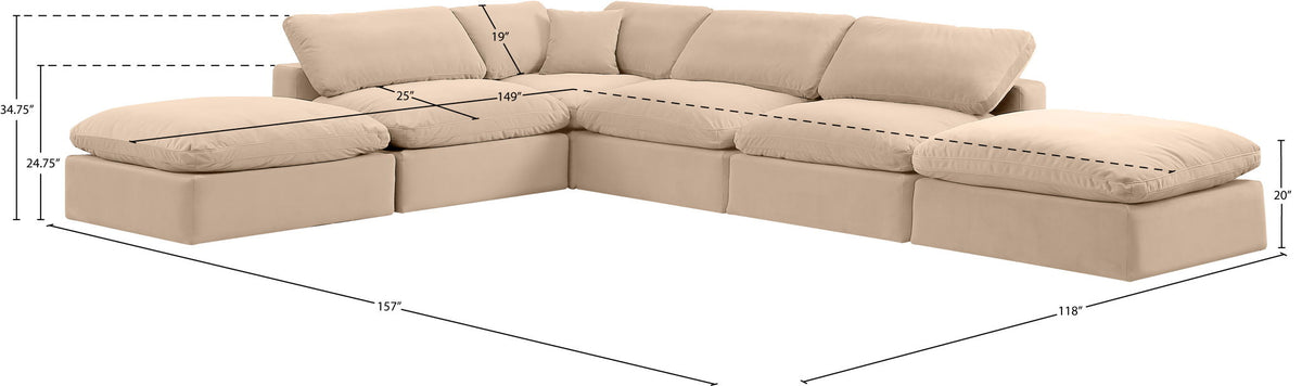 Comfy - 6 Piece Velvet Modular Sectional