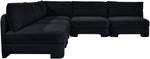 Hammond - Velvet Performance Fabric Upholstered 5 Piece Armless Sectional