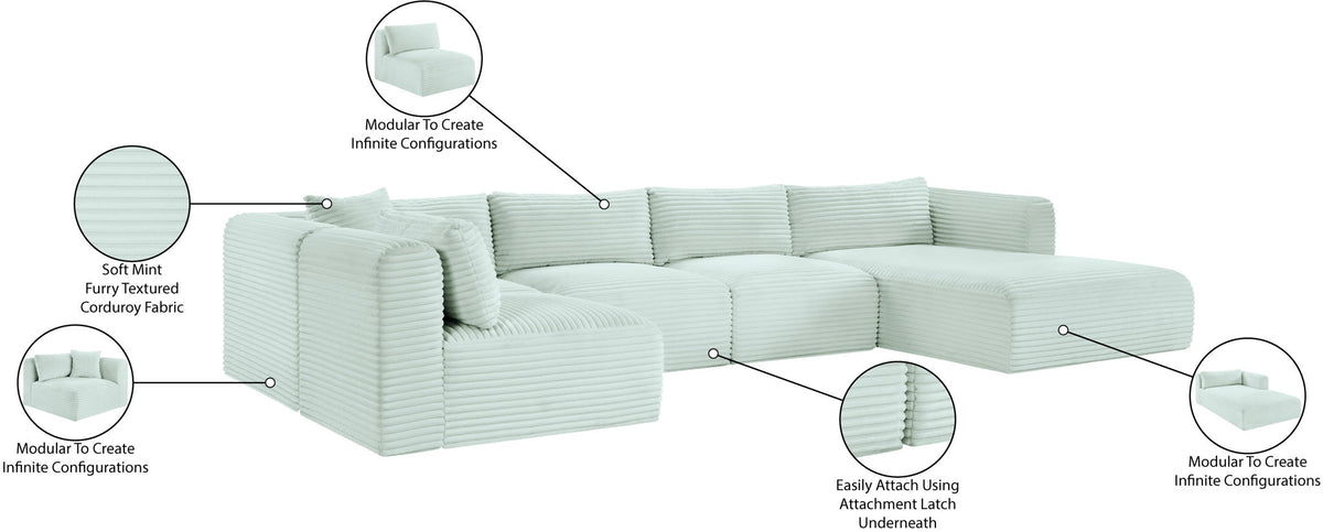 Shaggy - 5 Piece Modular U-Shaped Sectional