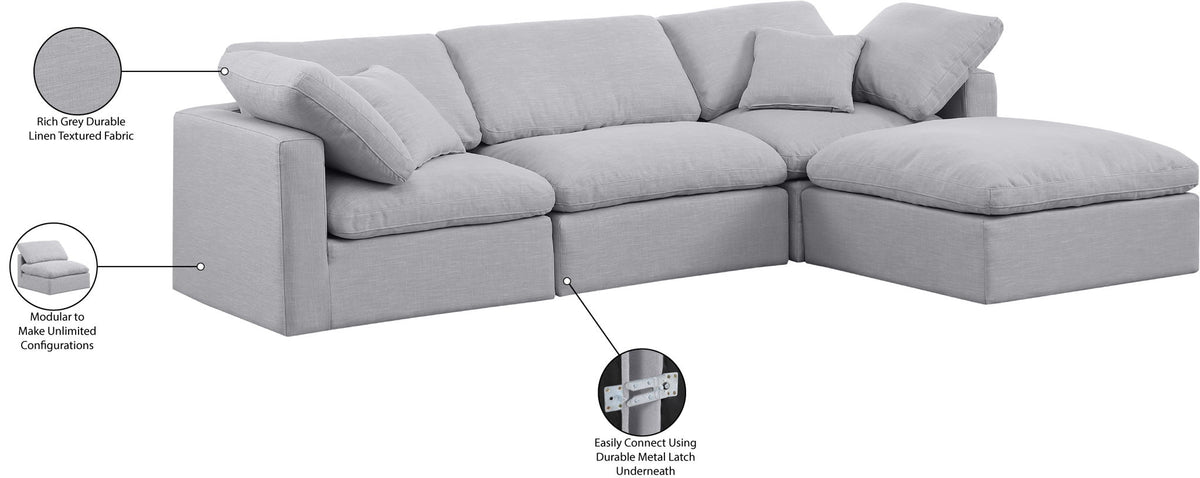 Indulge - Linen 4 Piece Modular Sectional With Chaise