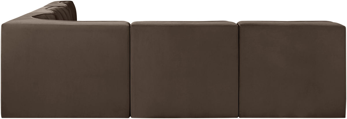 Rummi - Armless Velvet Performance Fabric Upholstered 5 Piece Modular Sectional