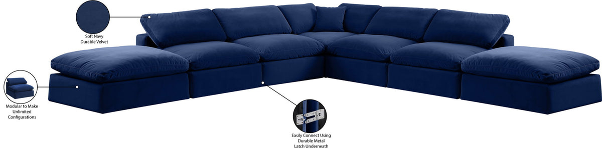 Comfy - 7 Piece Velvet Modular Corner Sectional
