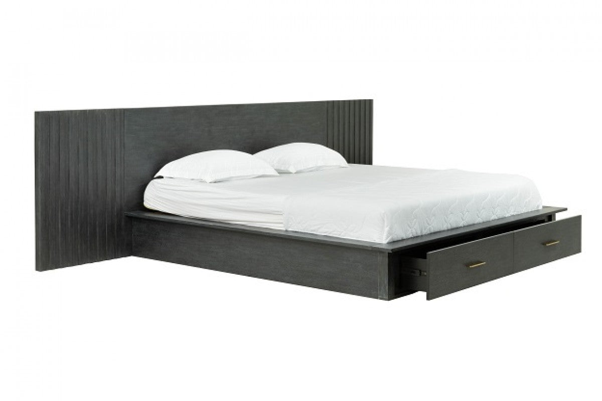 Manchester- Contemporary Platform Dark Grey Bed with Two Nightstands by VIG Furniture - View 5
