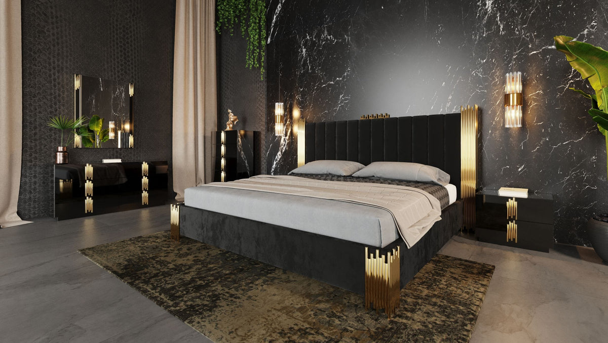 Token Modern Black & Gold Bed by VIG Furniture - View 4