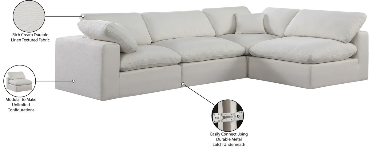 Comfy - 4 Piece Linen Fabric Modular Armless Sectional