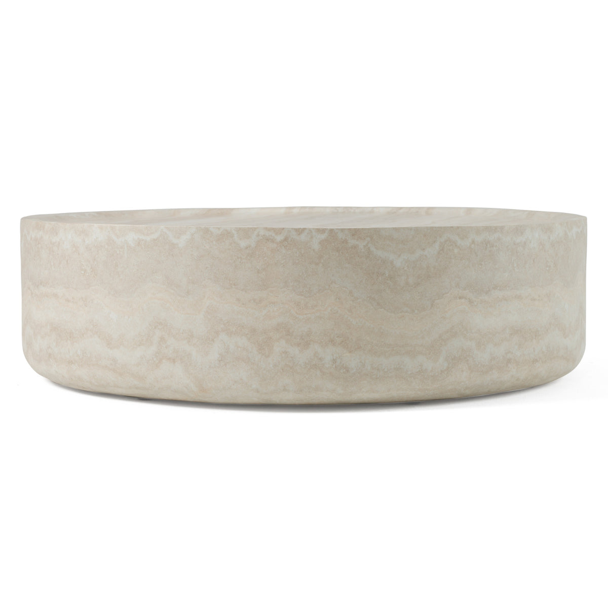 Benji - Modern Faux Travertine Round Large Coffee Table by VIG Furniture - View 1