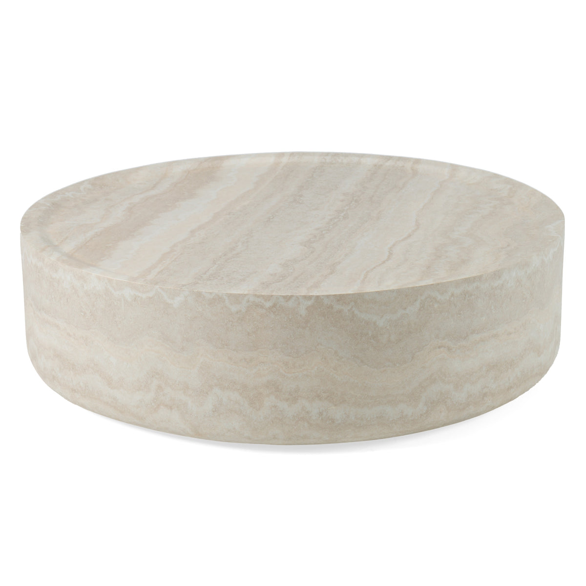 Benji - Modern Faux Travertine Round Large Coffee Table by VIG Furniture - View 2