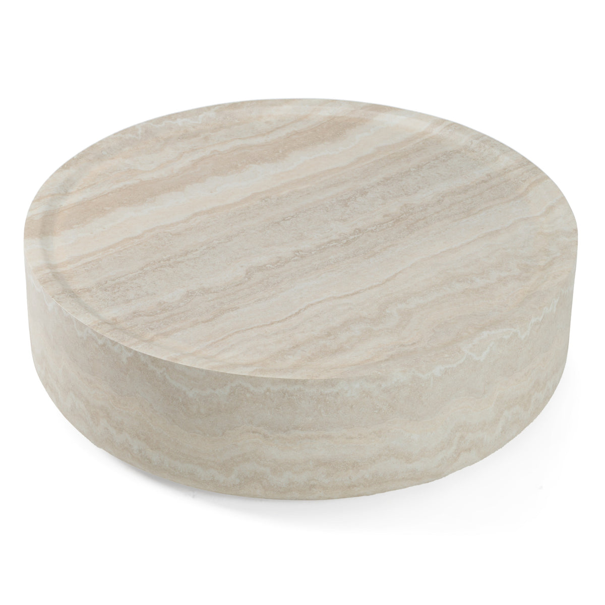 Benji - Modern Faux Travertine Round Large Coffee Table by VIG Furniture - View 3