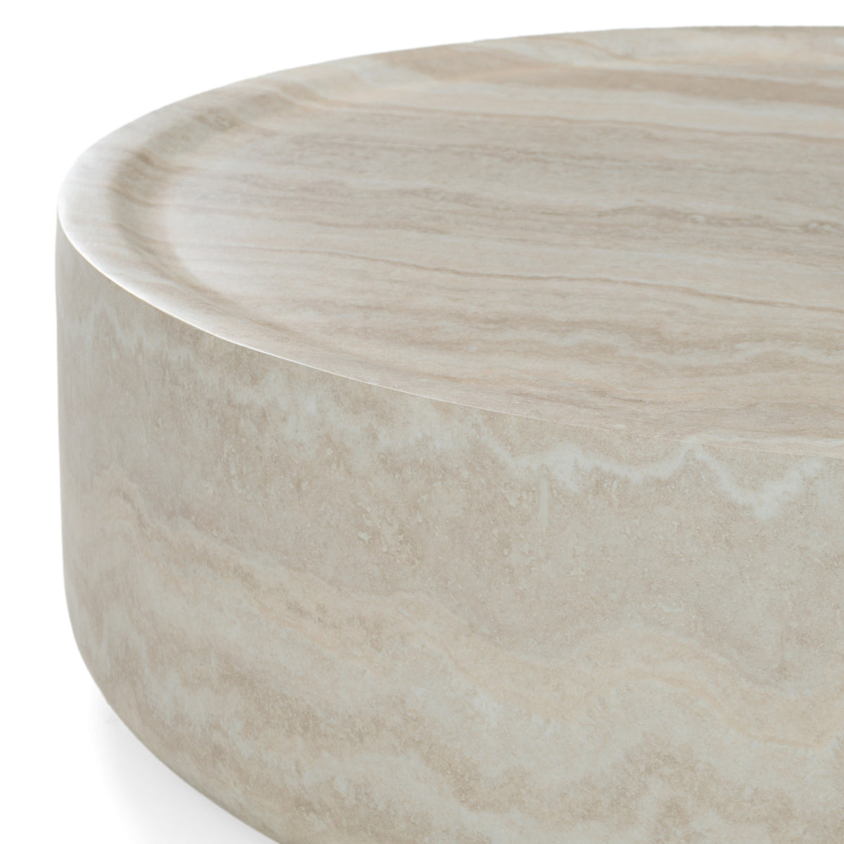 Benji - Modern Faux Travertine Round Large Coffee Table by VIG Furniture - View 4