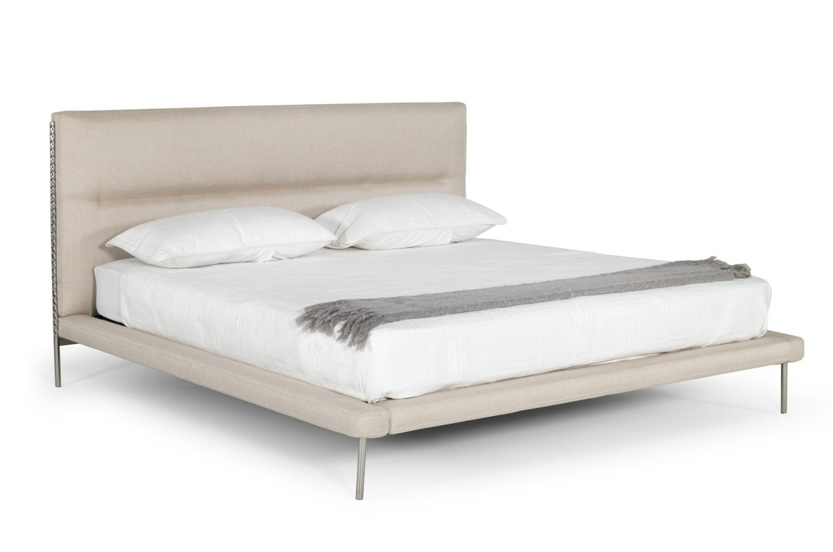 Bergeron - Contemporary Cream Woven Fabric Bed by VIG Furniture - View 5