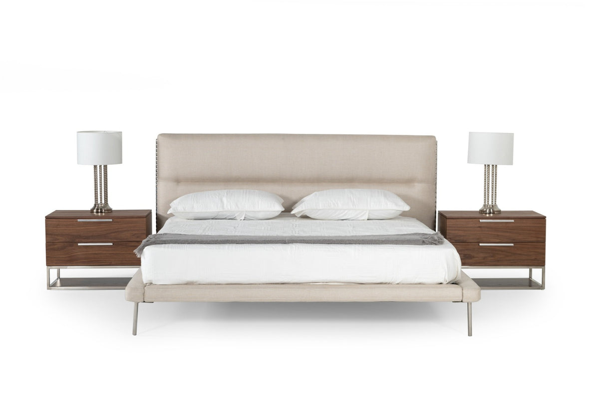 Bergeron - Contemporary Cream Woven Fabric Bed by VIG Furniture - View 6
