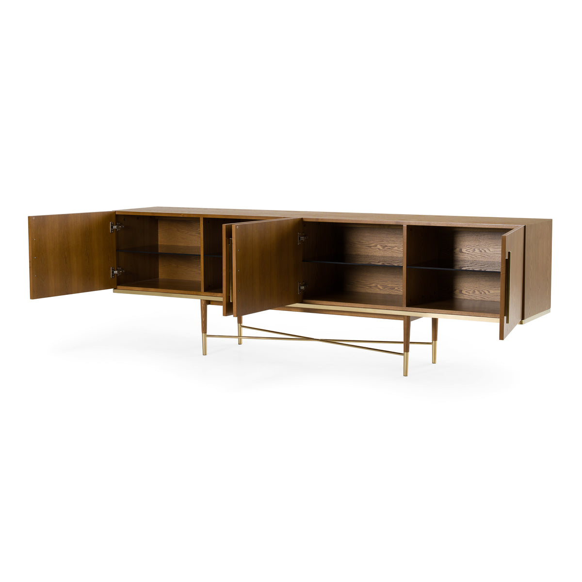 Bernard Mid-Century Modern Walnut & Gold Buffet by VIG Furniture - View 5